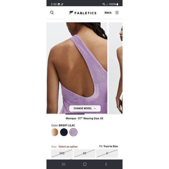 New Large Fabletics Bright Lilac Gigi Velour Thong Bodysuit One Shoulder NWT - Picture 2 of 9